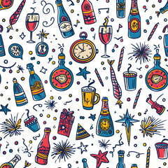 New Year and Christmas 2d cartoon or graphic advertising background, Seamless pattern
