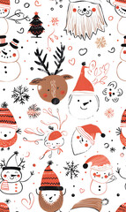 New Year and Christmas 2d cartoon or graphic advertising background, Seamless pattern
