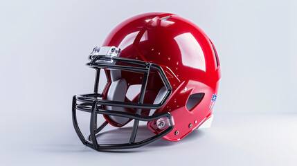 Fototapeta premium Red American Football Helmet: Red American football helmet isolated on a white background.