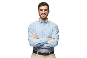 Successful young businessman standing with crossed arms