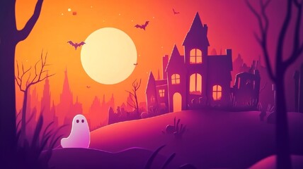 Haunted House Under a Full Moon