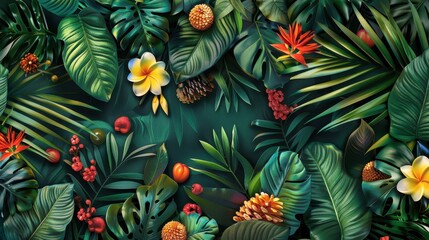 Colorful tropical plants and flowers create a rich and inviting garden atmosphere