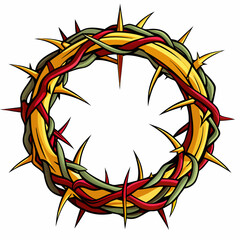 A detailed illustration of a crown of thorns, a symbol of sacrifice and suffering, perfect for religious art, historical projects, or designs that need a powerful and evocative element.