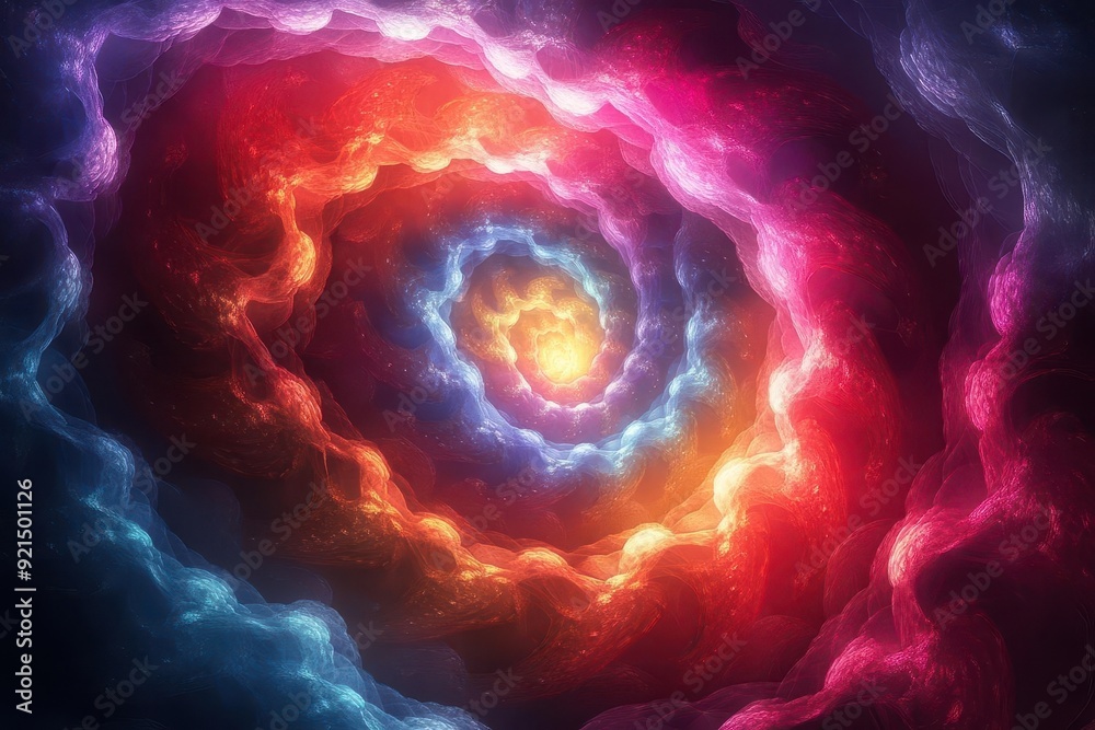Sticker mesmerizing fractal artwork with swirling patterns in vibrant neon colors intricate geometric shapes