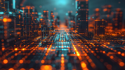 Obraz premium Futuristic Cityscape 3D Illustration