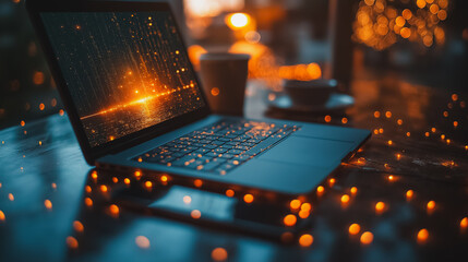 User engaging with mobile phone and laptop for cybersecurity, showcasing data protection, privacy security, data encryption, and secure internet access with advanced software technology