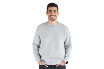 Mockup of young handsome man in gray oversized sweatshirt