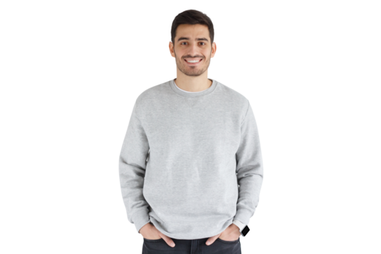 Mockup of young handsome man in gray oversized sweatshirt