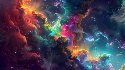 Abstract Space Nebula Illustration with Vivid Colors and Stars