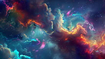 Fototapeta premium Cosmic Nebula Illustration with Vivid Colors and Stars