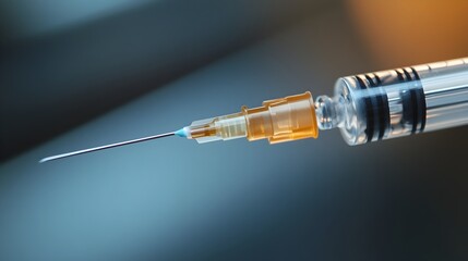 Close up of a Syringe with Needle Ready to Administer Injection for Medical Treatment