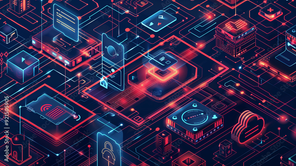 Poster a multi-layered cybersecurity defense system with firewalls, intrusion detection systems, and secure