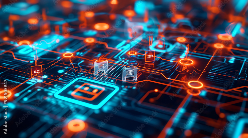 Poster a multi-layered cybersecurity defense system with firewalls, intrusion detection systems, and secure