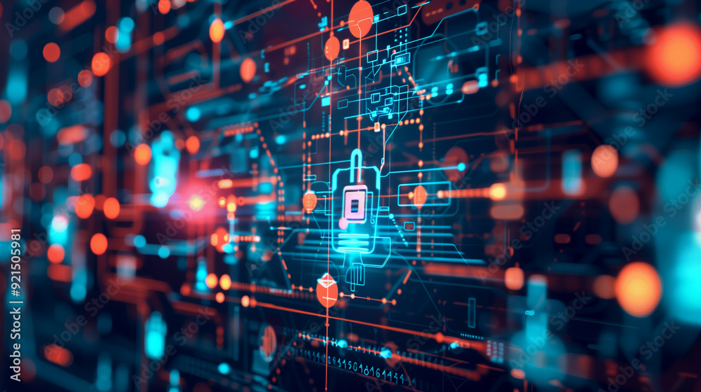 Poster a multi-layered cybersecurity defense system with firewalls, intrusion detection systems, and secure