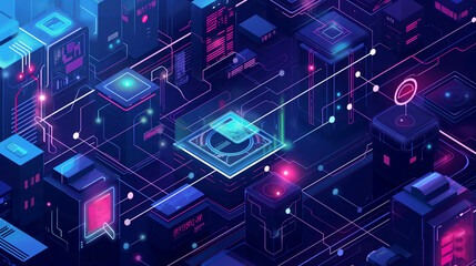a multi-layered cybersecurity defense system with firewalls, intrusion detection systems, and secure access points, futuristic data protection system cyber technology 