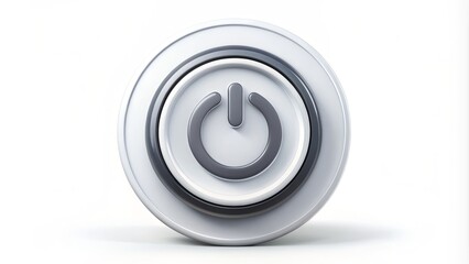 A modern minimalist power button icon with a circle and horizontal lines, symbolizing activation, connection, and energy, on a clean white background.