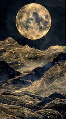 golden mountains landscape illustration poster background