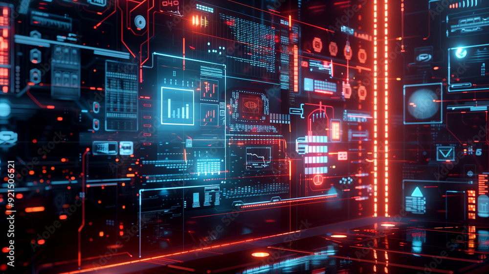 Poster a multi-layered cybersecurity defense system with firewalls, intrusion detection systems, and secure