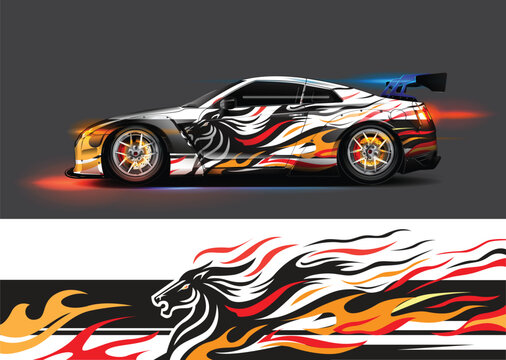 Car wrap decal graphics. Abstract eagle stripe, grunge racing and sport background for racing livery or daily use car vinyl sticker