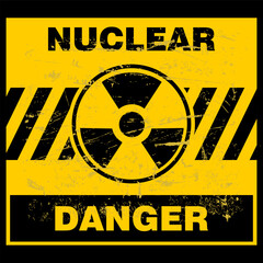 Fototapeta premium Nuclear, danger board, sign, label and sticker vector