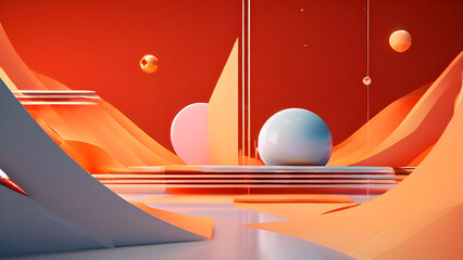 A high-resolution 3D rendering of an abstract composition featuring intersecting lines and planes, with a clean, modern aesthetic and dynamic lighting