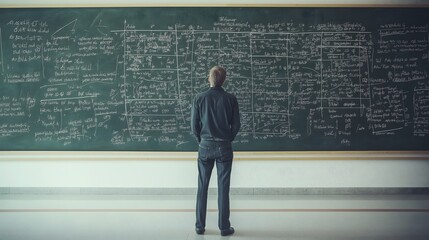 Chalkboard Filled with Complex Mathematical Equations