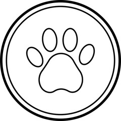 Obraz premium Paw in circle outline vector illustration