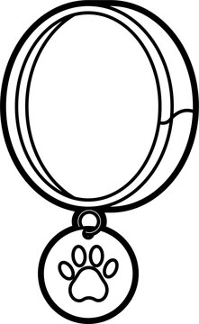 recommend clip art: Paw with collar outline vector illustration