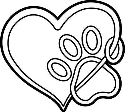 recommend clip art: Heart with paw outline vector illustration