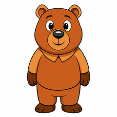 Bear isolated on white,  bear vector illustration,  Animal vector art,  bear silhouette,  teddy bear vector icon,  brown bear cartoon line art, eps