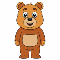 Obraz premium Bear isolated on white, bear vector illustration, Animal vector art, bear silhouette, teddy bear vector icon, brown bear cartoon line art, eps
