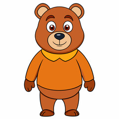 Bear isolated on white,  bear vector illustration,  Animal vector art,  bear silhouette,  teddy bear vector icon,  brown bear cartoon line art, eps