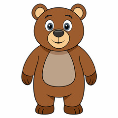 Bear isolated on white,  bear vector illustration,  Animal vector art,  bear silhouette,  teddy bear vector icon,  brown bear cartoon line art, eps