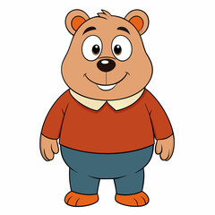 Bear isolated on white,  bear vector illustration,  Animal vector art,  bear silhouette,  teddy bear vector icon,  brown bear cartoon line art, eps