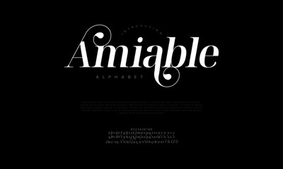 Amiable swash luxury elegant alphabet letters and numbers. Vintage wedding typography classic serif font decorative vintage retro. creative vector illustration