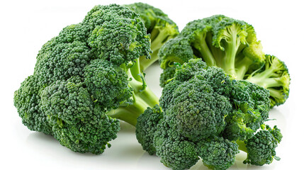 Delicious fresh broccoli on a white background