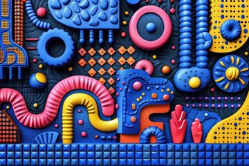 Playful and Colorful 3D Abstract Illustration with Geometric Shapes and Vibrant Colors