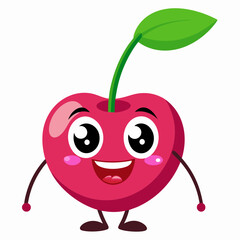 Cherry isolated on white,  Apple vector illustration, Food light bulb vector art,  Cherry silhouette,  Cherry vector icon, red apple cartoon line art, eps