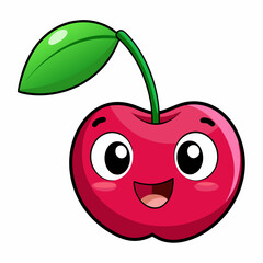 Cherry isolated on white,  Apple vector illustration, Food light bulb vector art,  Cherry silhouette,  Cherry vector icon, red apple cartoon line art, eps