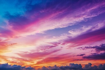 Fototapeta premium Stunning colorful sky during sunset with clouds, showcasing the beauty of nature’s evening display.
