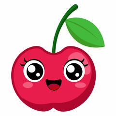 Cherry isolated on white,  Apple vector illustration, Food light bulb vector art,  Cherry silhouette,  Cherry vector icon, red apple cartoon line art, eps