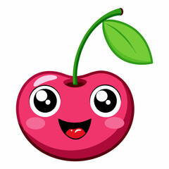 Cherry isolated on white,  Apple vector illustration, Food light bulb vector art,  Cherry silhouette,  Cherry vector icon, red apple cartoon line art, eps