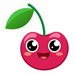 Cherry isolated on white,  Apple vector illustration, Food light bulb vector art,  Cherry silhouette,  Cherry vector icon, red apple cartoon line art, eps