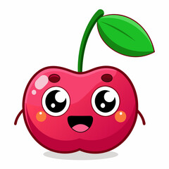 Cherry isolated on white,  Apple vector illustration, Food light bulb vector art,  Cherry silhouette,  Cherry vector icon, red apple cartoon line art, eps