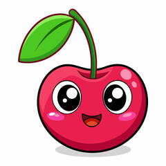 Cherry isolated on white,  Apple vector illustration, Food light bulb vector art,  Cherry silhouette,  Cherry vector icon, red apple cartoon line art, eps