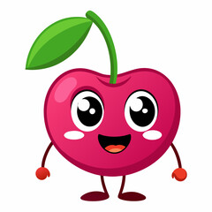 Cherry isolated on white,  Apple vector illustration, Food light bulb vector art,  Cherry silhouette,  Cherry vector icon, red apple cartoon line art, eps