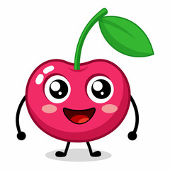 Cherry isolated on white,  Apple vector illustration, Food light bulb vector art,  Cherry silhouette,  Cherry vector icon, red apple cartoon line art, eps