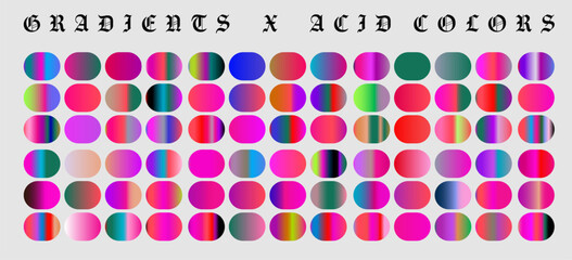 Set of various holographic vivid gradients for graphic design. 