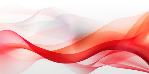 Abstract red and white flowing waves on a white background.