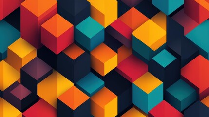 Obraz premium Vibrant abstract background featuring colorful cubes and a sleek grid, perfect for modern design needs.